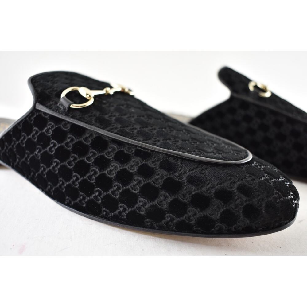 Gucci Princetown Velvet GG Logo Black Backless Slide Loafer Mule Slipper Flat 41 - Picture 8 of 16
